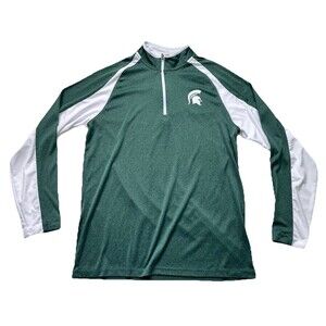 Colosseum Michigan State Spartans Men L Quarter Zip Performance Shirt Green NCAA